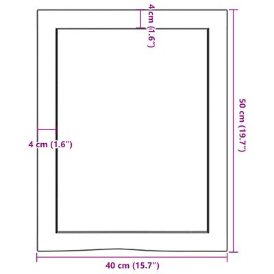 vidaXL Zidna polica 40x50x(2-4) cm neobrađena masivna hrastovina