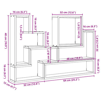 vidaXL Zidna polica crna 96x12x64 cm konstruirano drvo