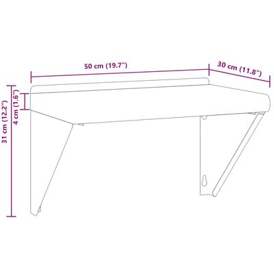 vidaXL Zidna polica 50x30x31 cm srebrna od nehrđajućeg čelika