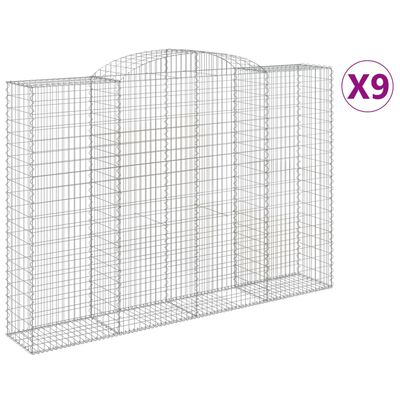 vidaXL Lučne gabionske košare 9 kom 300x50x200/220cm pocinčano željezo