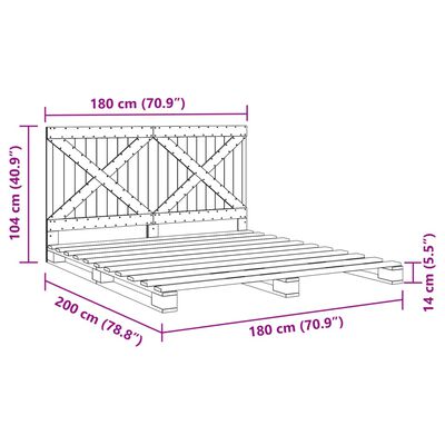 vidaXL Okvir kreveta s uzglavljem 180 x 200 cm masivna borovina