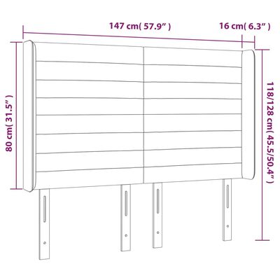 vidaXL Uzglavlje s ušima smeđesivo 147x16x118/128 cm od tkanine