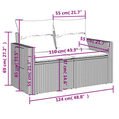 vidaXL 11-dijelni set vrtnih sofa od poliratana s jastucima crni