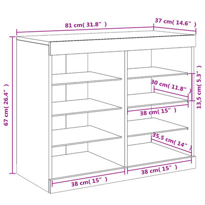 vidaXL Komoda s LED svjetlima siva boja betona 81x37x67 cm