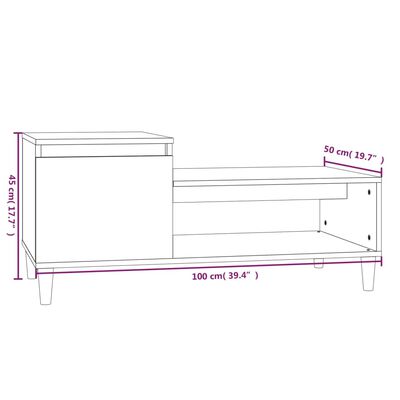 vidaXL Stolić za kavu boja hrasta 100 x 50 x 45 cm konstruirano drvo