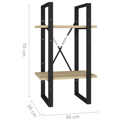 vidaXL Ormarić za knjige s 2 razine boja hrasta 40 x 30 x 70 cm drveni