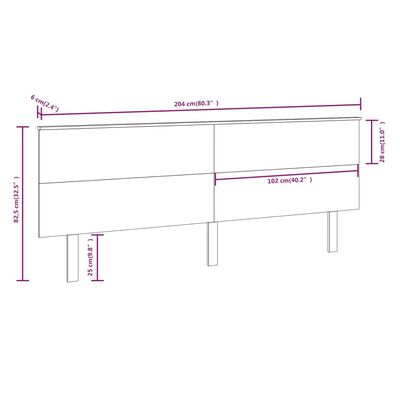 vidaXL Uzglavlje za krevet crni 204x6x82,5 cm od masivne borovine