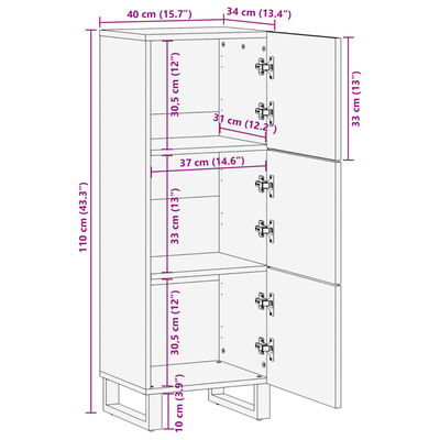 vidaXL Visoka komoda 40 x 34 x 110 cm od masivnog bagremovog drva