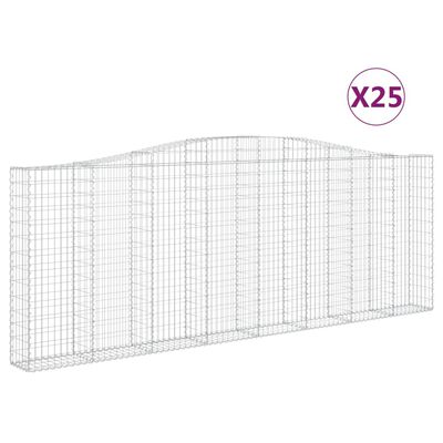 vidaXL Lučne gabionske košare 25kom 400x30x140/160cm pocinčano željezo