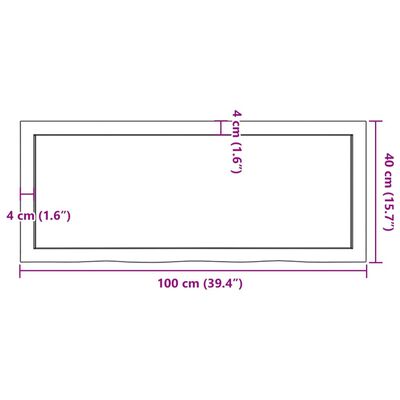 vidaXL Zidna polica 100x40x(2-4) cm neobrađena masivna hrastovina