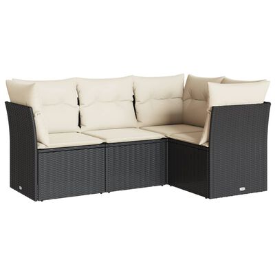 vidaXL 4-dijelni set vrtnih sofa od poliratana s jastucima crni