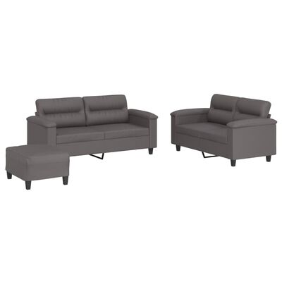 vidaXL 3-dijelni set sofa s jastucima sivi od umjetne kože