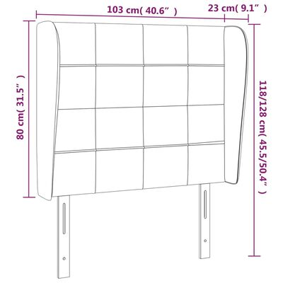 vidaXL Uzglavlje s ušima tamnosivo 103x23x118/128 cm od tkanine