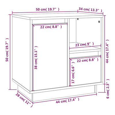 vidaXL Noćni ormarić 50 x 34 x 50 cm od masivne borovine