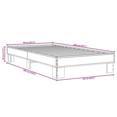 vidaXL Okvir kreveta crni 90 x 200 cm konstruirano drvo i metal