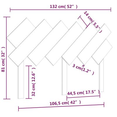 vidaXL Uzglavlje za krevet boja meda 132x3x81 cm masivna borovina