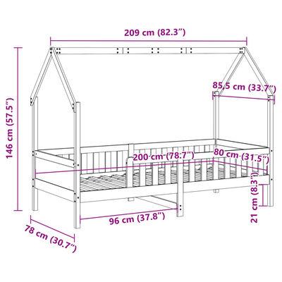 vidaXL Okvir kreveta za dječju kućicu bijeli 80 x 200 cm borovina