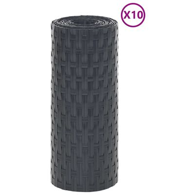 vidaXL Balkonski zasloni 10 kom antracit 255 x 19 cm od poliratana