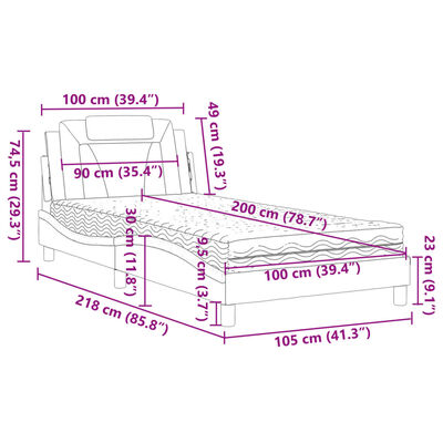 vidaXL Krevet s madracem boja cappuccina 100 x 200 cm od umjetne kože