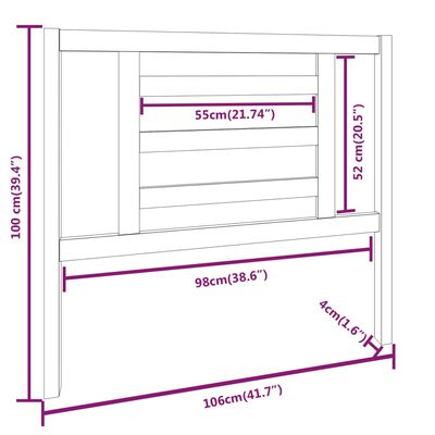 vidaXL Uzglavlje za krevet 106 x 4 x 100 cm od masivne borovine