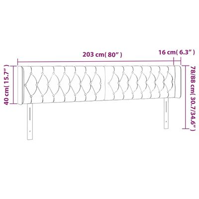 vidaXL LED uzglavlje ružičasto 203x16x78/88 cm baršunasto