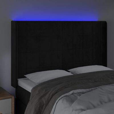 vidaXL LED uzglavlje crno 147x16x118/128 cm baršunasto