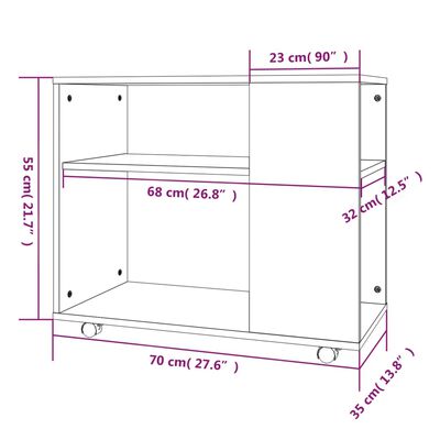 vidaXL Bočni stolić boja smeđeg hrasta 70x35x55 cm konstruirano drvo