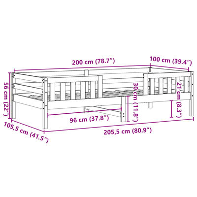 vidaXL Okvir kreveta bez madraca voštano smeđi 100x200 cm od borovine