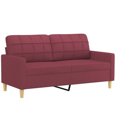 vidaXL 2-dijelni set sofa s jastucima crvena boja vina od tkanine