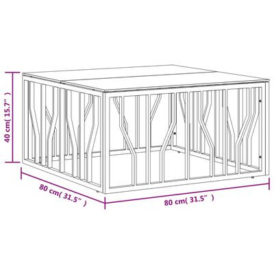 vidaXL Stolić za kavu srebrni 80x80x40 cm nehrđajući čelik i staklo