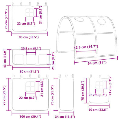 vidaXL Krevet na kat s toboganom i zavjesama plavi 80 x 200 cm