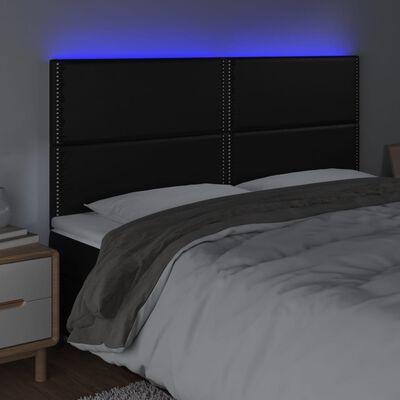 vidaXL LED uzglavlje crno 160x5x118/128 cm od umjetne kože