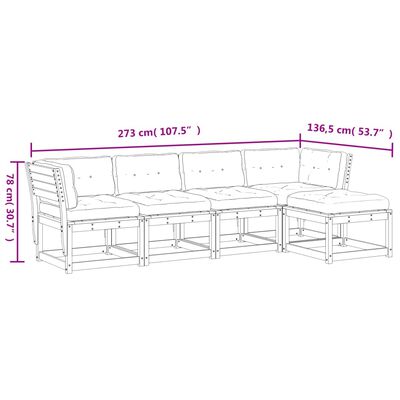 vidaXL 5-dijelni set vrtnih sofa s jastucima od masivne duglazije