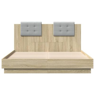 vidaXL Okvir za krevet s uzglavljem boja hrasta 150x200 cm drveni