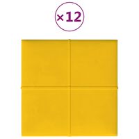 vidaXL Zidne ploče 12 kom žute 30 x 30 cm baršunaste 1,08 m²