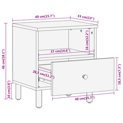 vidaXL Noćni ormarići 2 kom 40 x 33 x 46 cm od masivnog drva manga