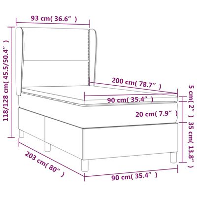 vidaXL Krevet s oprugama i madracem krem 90 x 200 cm od tkanine