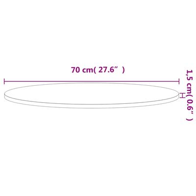 vidaXL Stolna ploča Ø70x1,5 cm okrugla od masivne bukovine