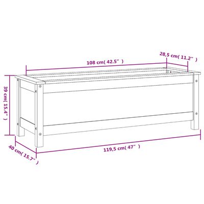 vidaXL Povišena vrtna gredica siva 119,5 x 40 x 39 cm masivna borovina