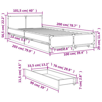 vidaXL Okvir za krevet s uzglavljem boja hrasta 100x200 cm drveni