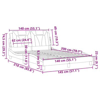 vidaXL Okvir kreveta s uzglavljem bijelo-crni 140x200 cm umjetna koža