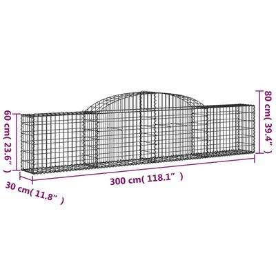 vidaXL Lučne gabionske košare 5 kom 300x30x60/80 cm pocinčano željezo