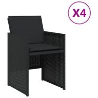 vidaXL Vrtne stolice s jastucima 4 kom crne od poliratana