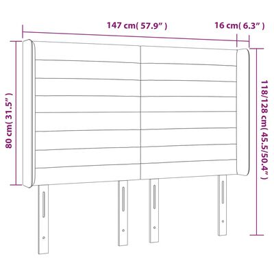 vidaXL LED uzglavlje zeleno 147 x 16 x 118/128 cm od tkanine