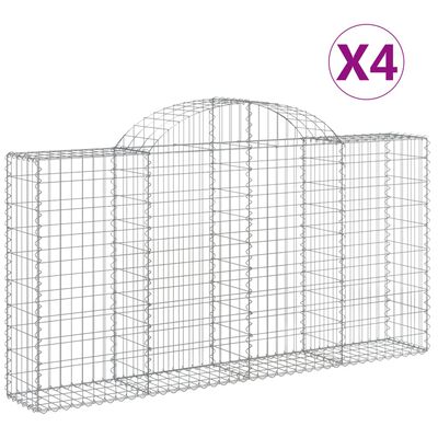 vidaXL Lučne gabionske košare 4 kom 200x30x100/120cm pocinčano željezo