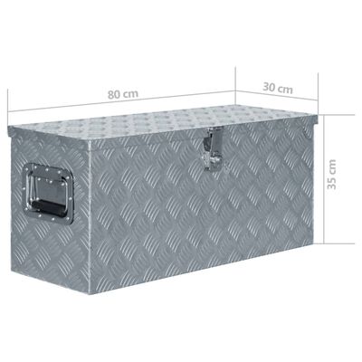 vidaXL Aluminijska kutija 80 x 30 x 35 cm srebrna