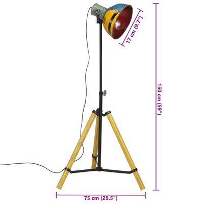 vidaXL Podna svjetiljka 25 W raznobojna 75x75x90-150 cm E27