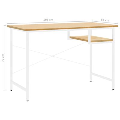 vidaXL Stol za računalo bijeli i hrast 105 x 55 x 72 cm MDF i metal