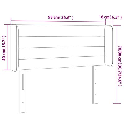 vidaXL LED uzglavlje zeleno 93x16x78/88 cm od tkanine