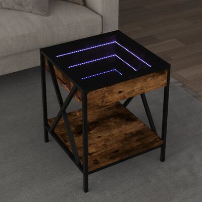 vidaXL Stolić s beskonačnim LED svjetlima boja hrasta 40x40x49 cm